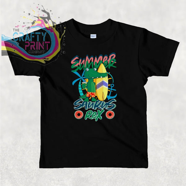 Summer saurus Rex Children’s T-shirt - Black / 3-4 Years