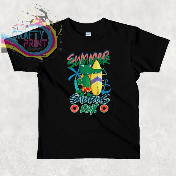 Summer saurus Rex Children’s T-shirt - Black / 3-4 Years -