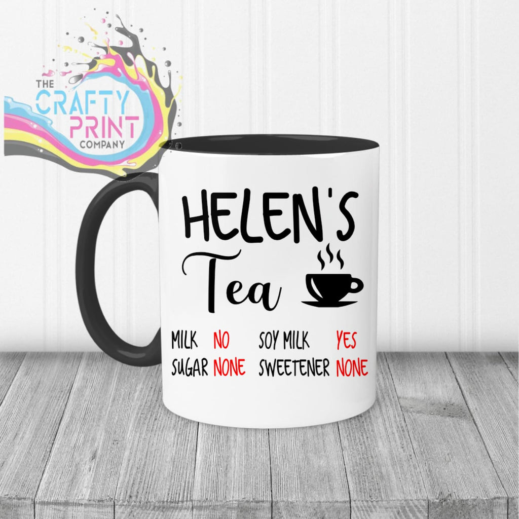 Tea Coffee Ingredients Personalised Mug - Black Handle &