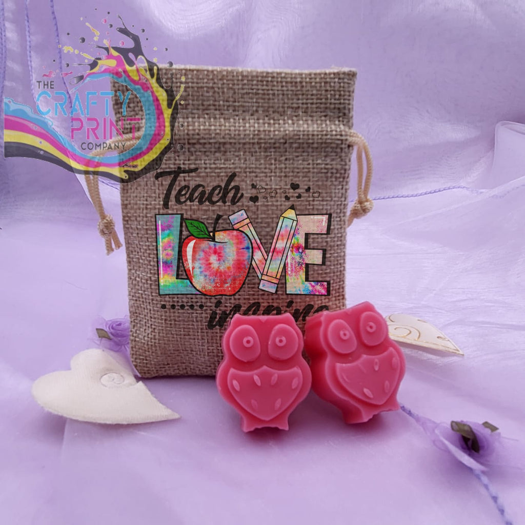 Teach Love Inspire Mini Jute Bag with Owl Wax Melts
