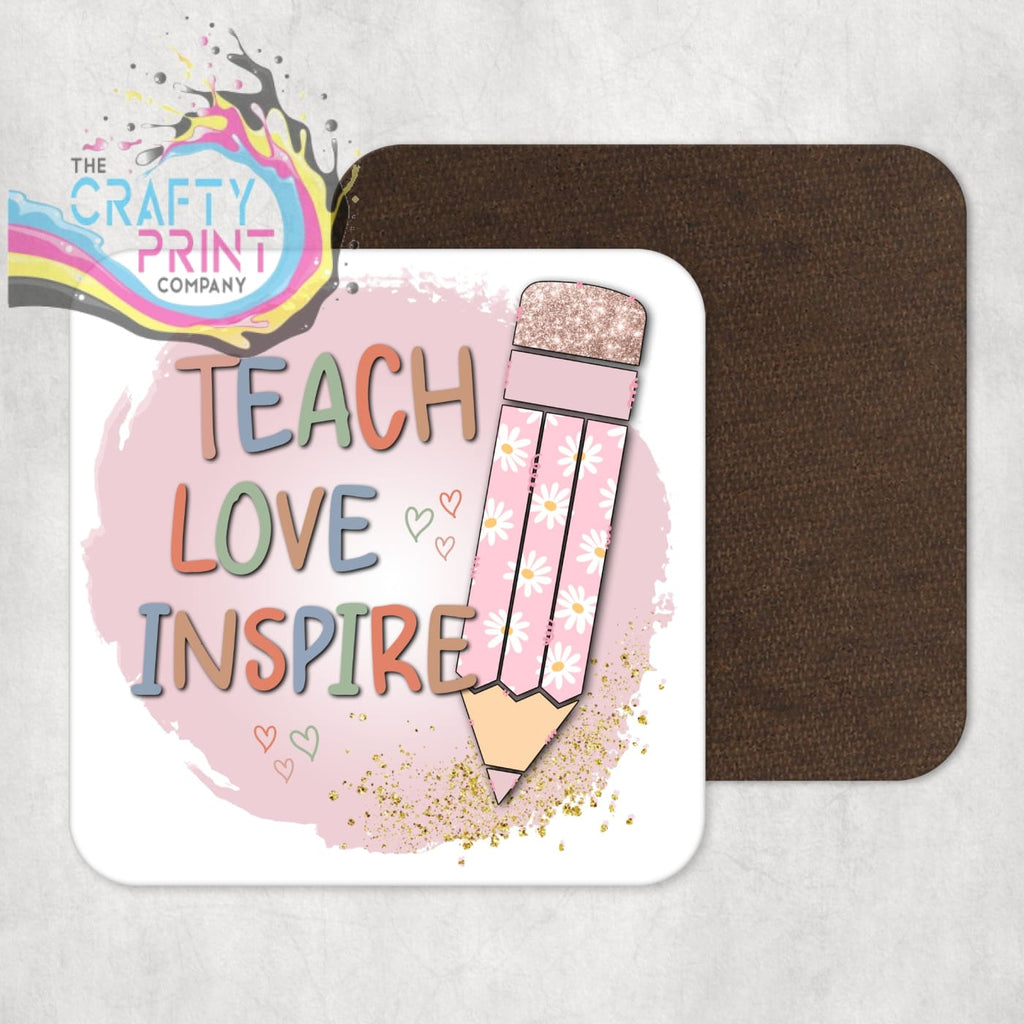 Teach Love Inspire Pencil Design Coaster - Coasters