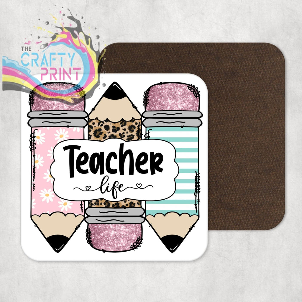 Teacher Life Pencil Design Coaster - Coasters