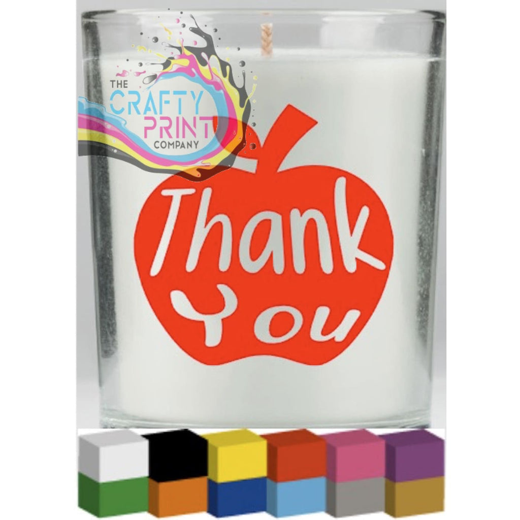 Thank You Apple Candle Decal Vinyl Sticker - Decorative