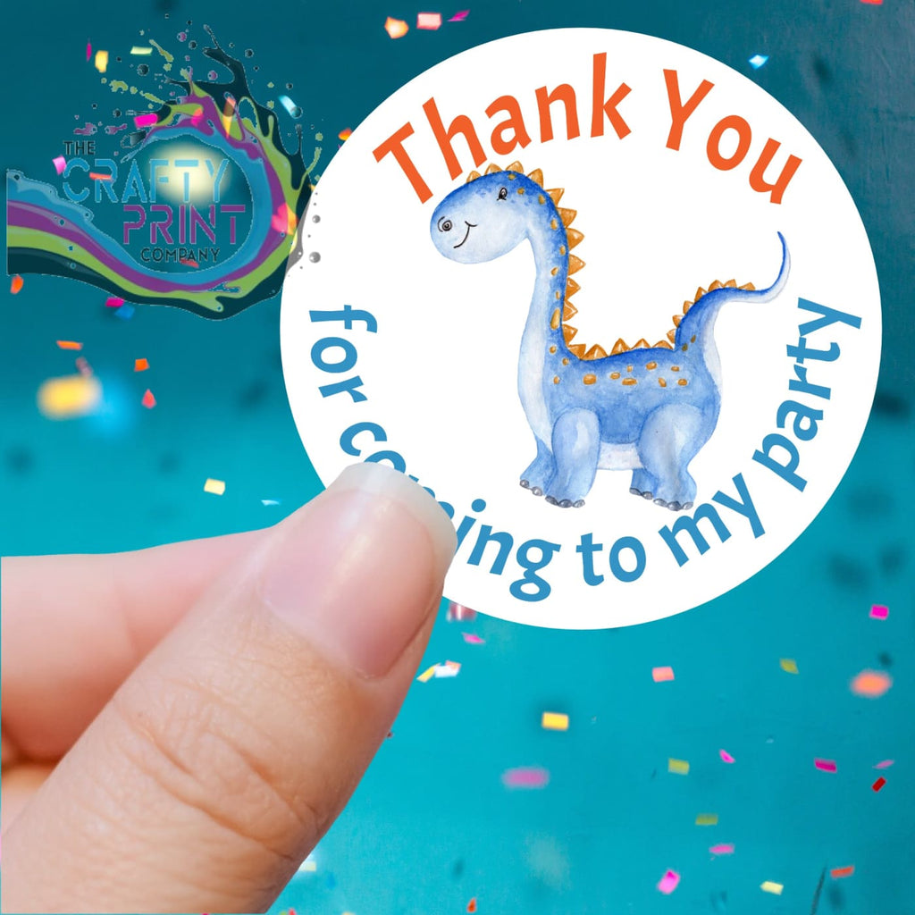 Thank You Blue Dinosaur Printed Sticker - Decorative