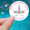 Thank You Unicorn Head Party Printed Sticker - Decorative