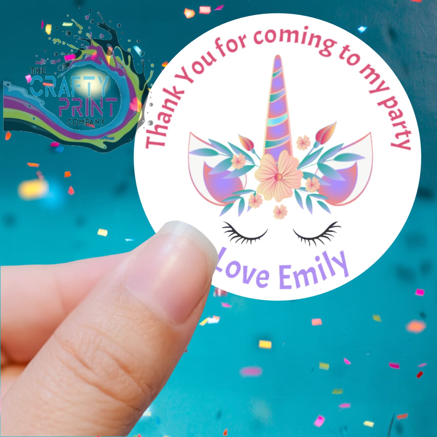 Thank You Unicorn Head V2 Party Printed Sticker