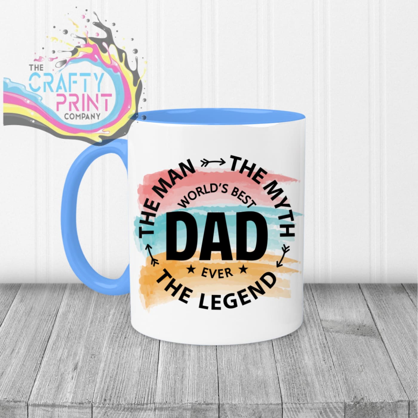The Man Myth Legend - printed Mug - Blue Handle & Inner