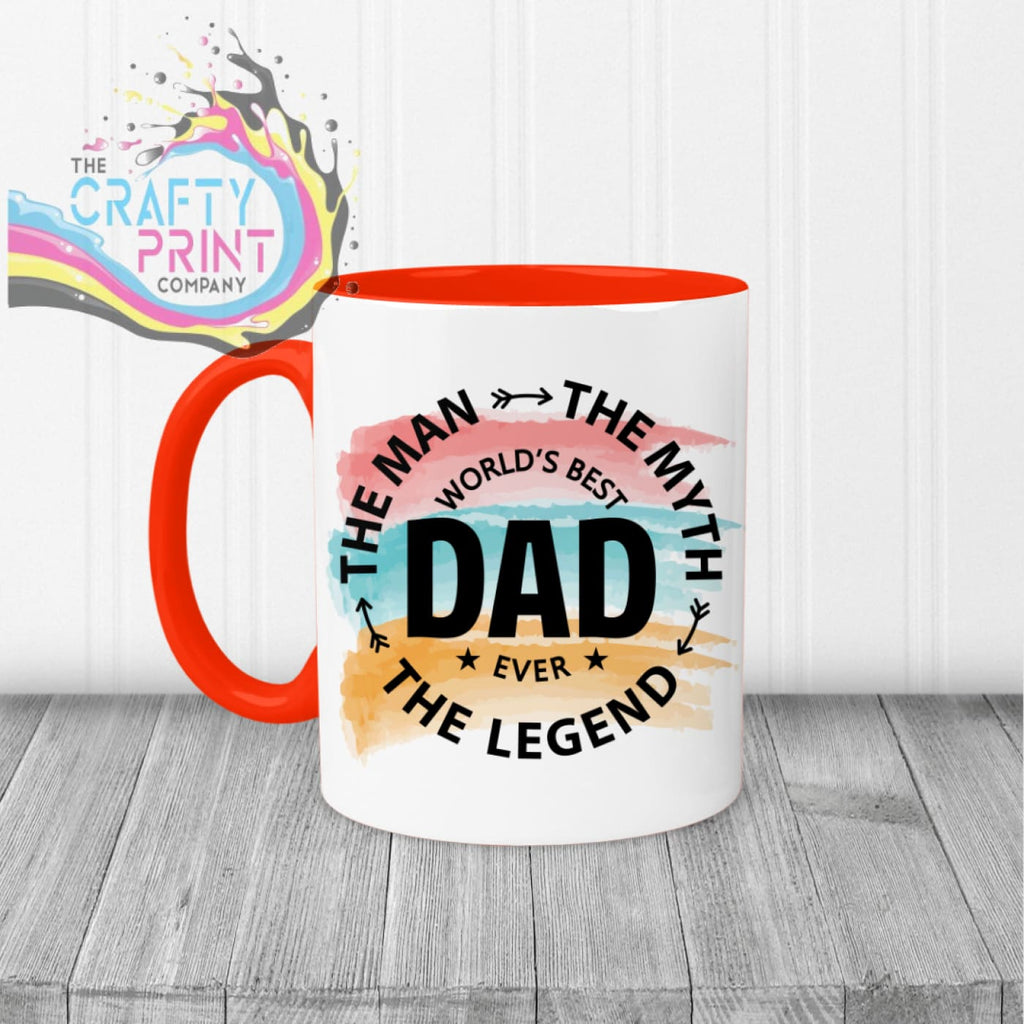 The Man Myth Legend - printed Mug - Red Handle & Inner