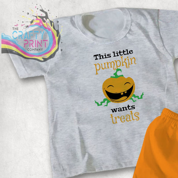 This little pumpkin wants treats T-shirt - Grey - Shirts &