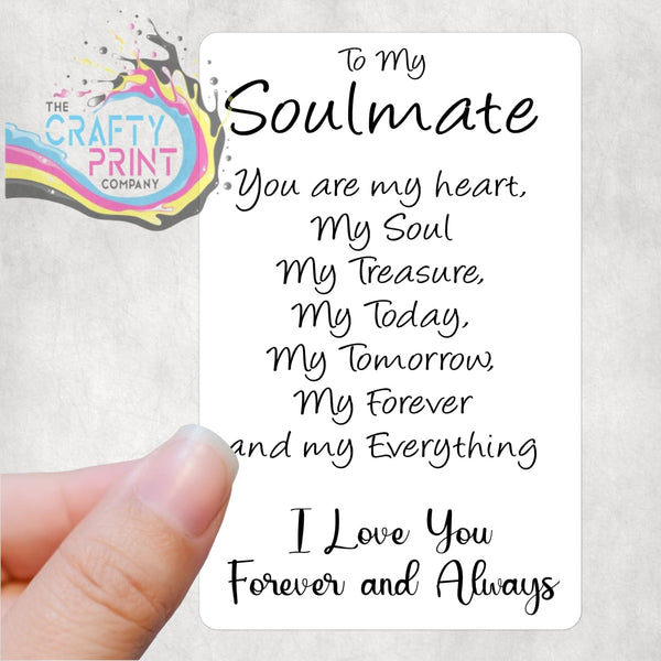 To my Soul Mate Card for Wallet - Plastic - Handbag &