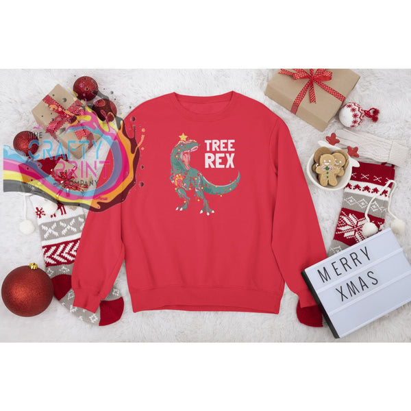 Tree Rex Children’s Christmas Jumper - Red - Shirts & Tops