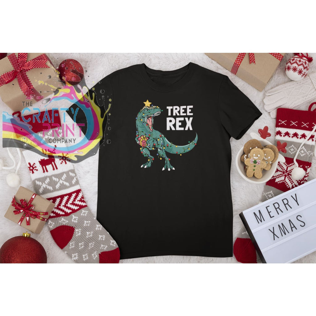 Tree Rex Christmas T-shirt - Black - Shirts & Tops