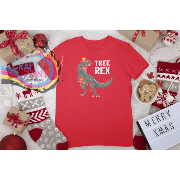 Tree Rex Christmas T-shirt - Red - Shirts & Tops