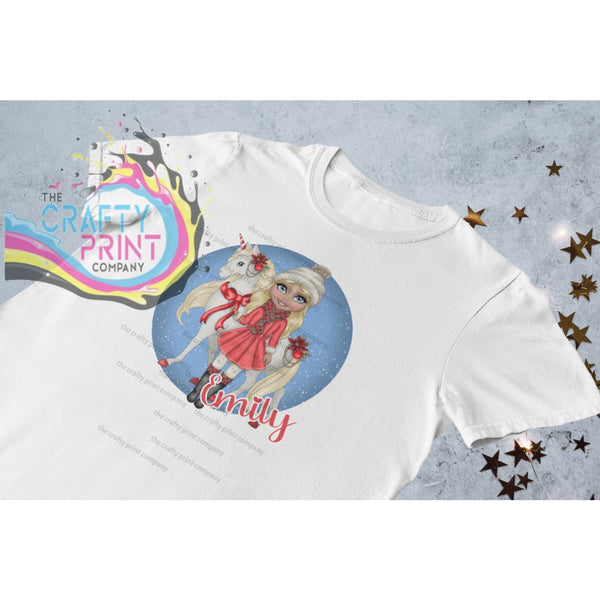 Unicorn Christmas Girl Personalised Children’s T-shirt -
