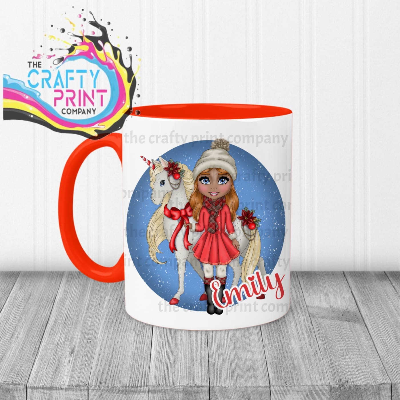Unicorn Christmas Girl Personalised Mug - Mugs