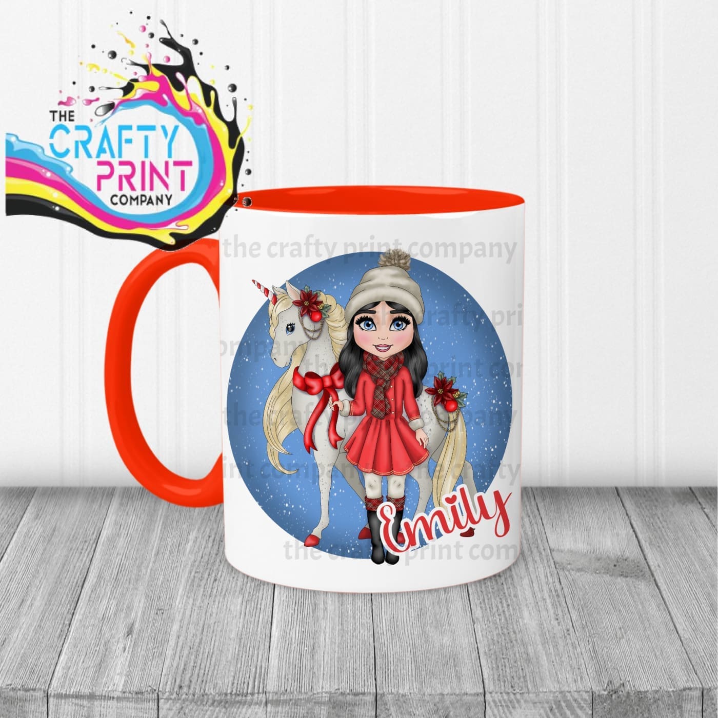 Unicorn Christmas Girl Personalised Mug - Mugs