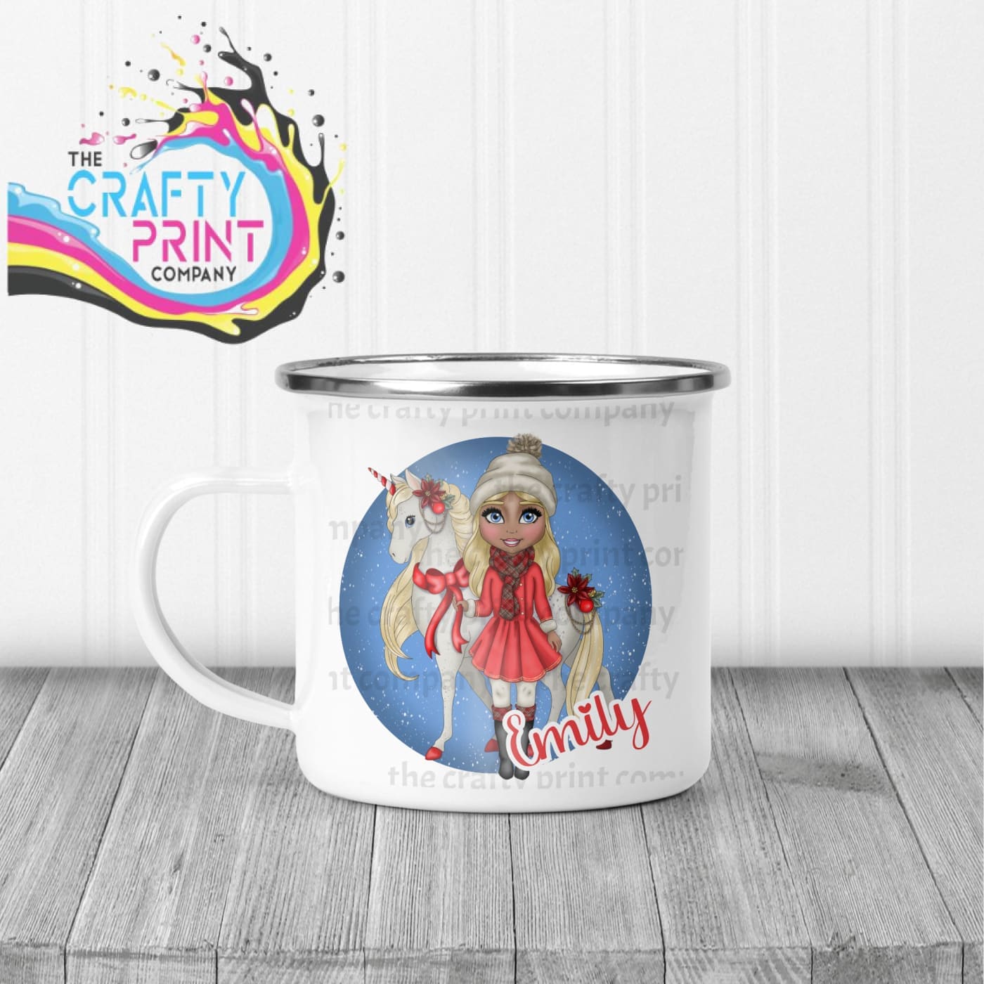 Unicorn Christmas Girl Personalised Mug - Mugs