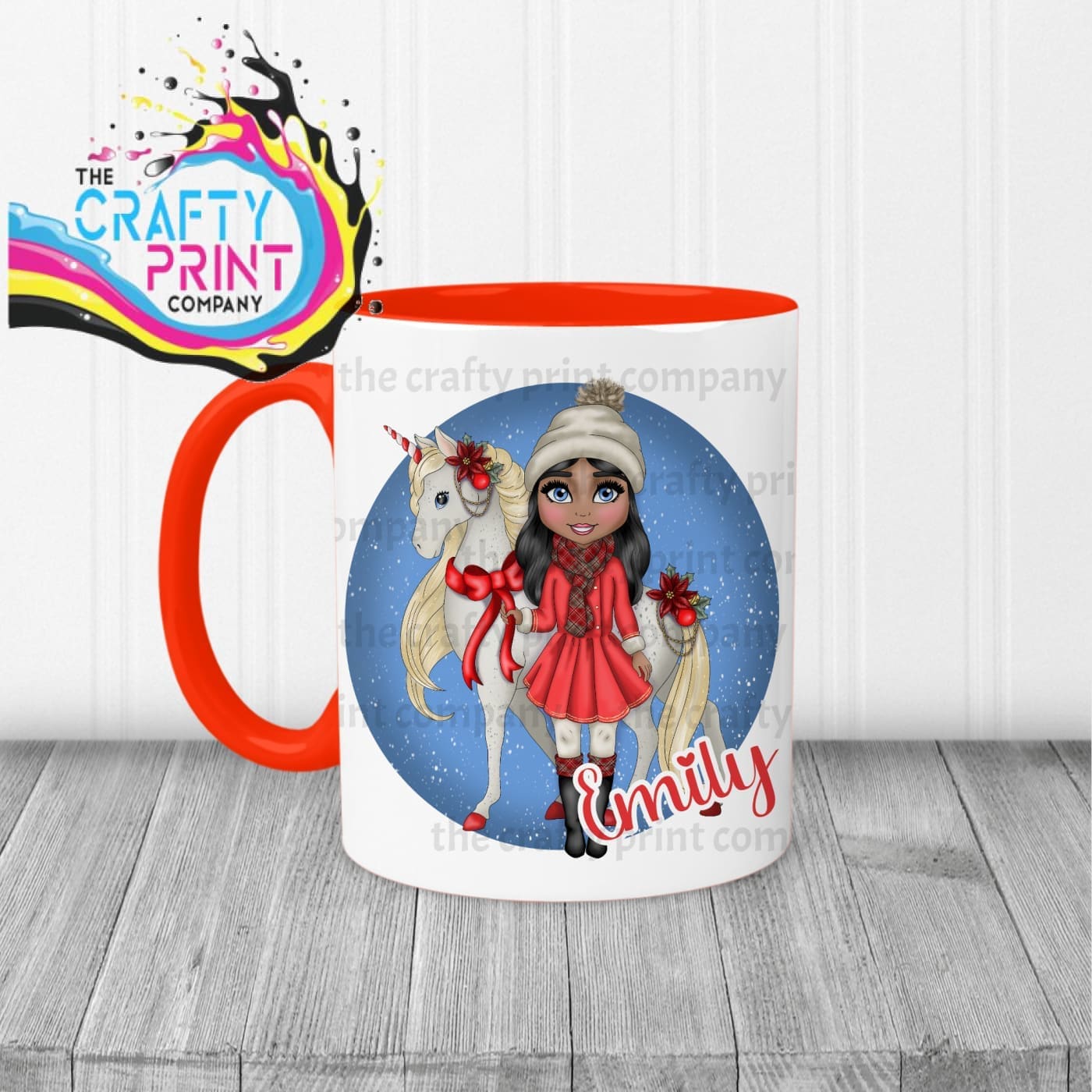 Unicorn Christmas Girl Personalised Mug - Mugs