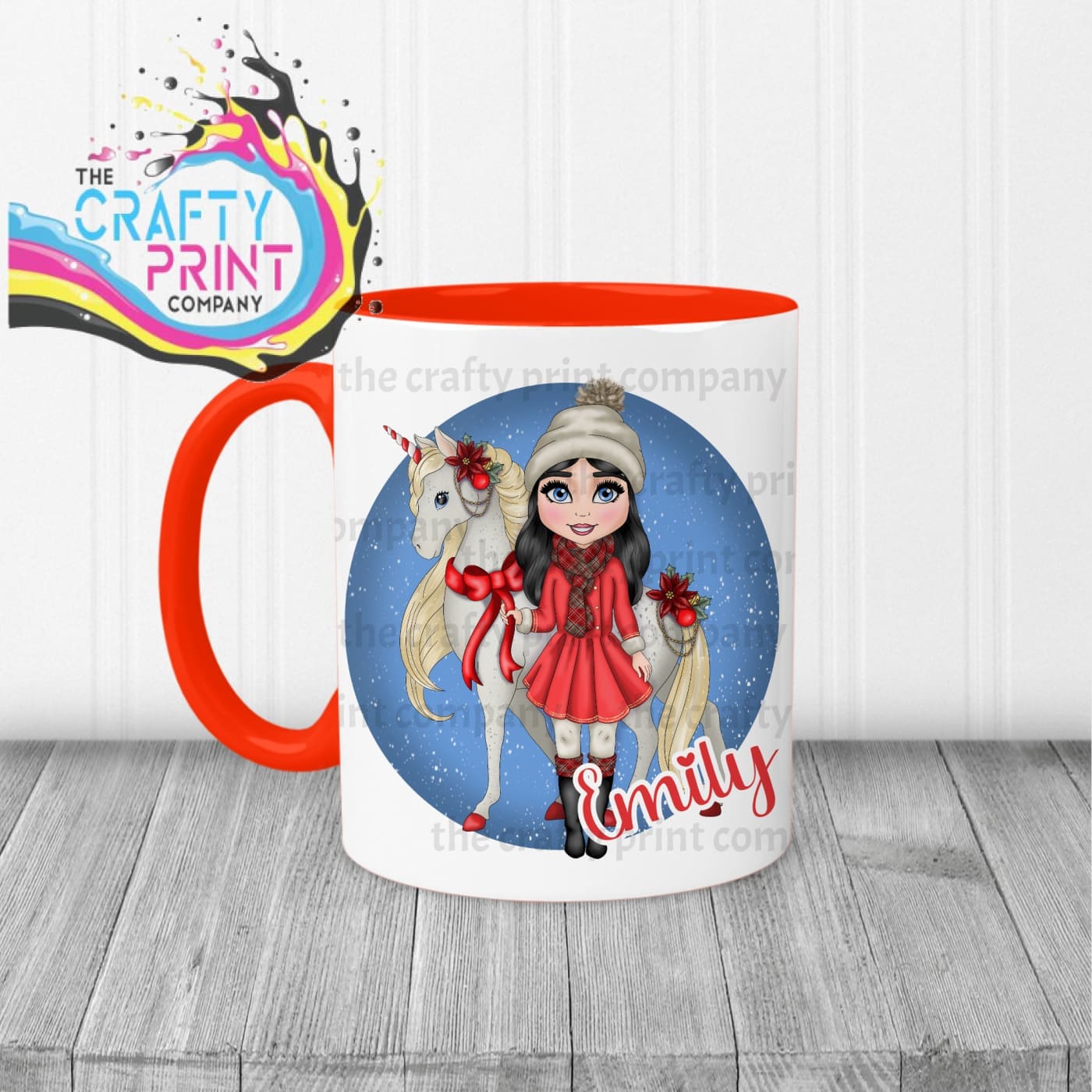 Unicorn Christmas Girl Personalised Mug - Mugs
