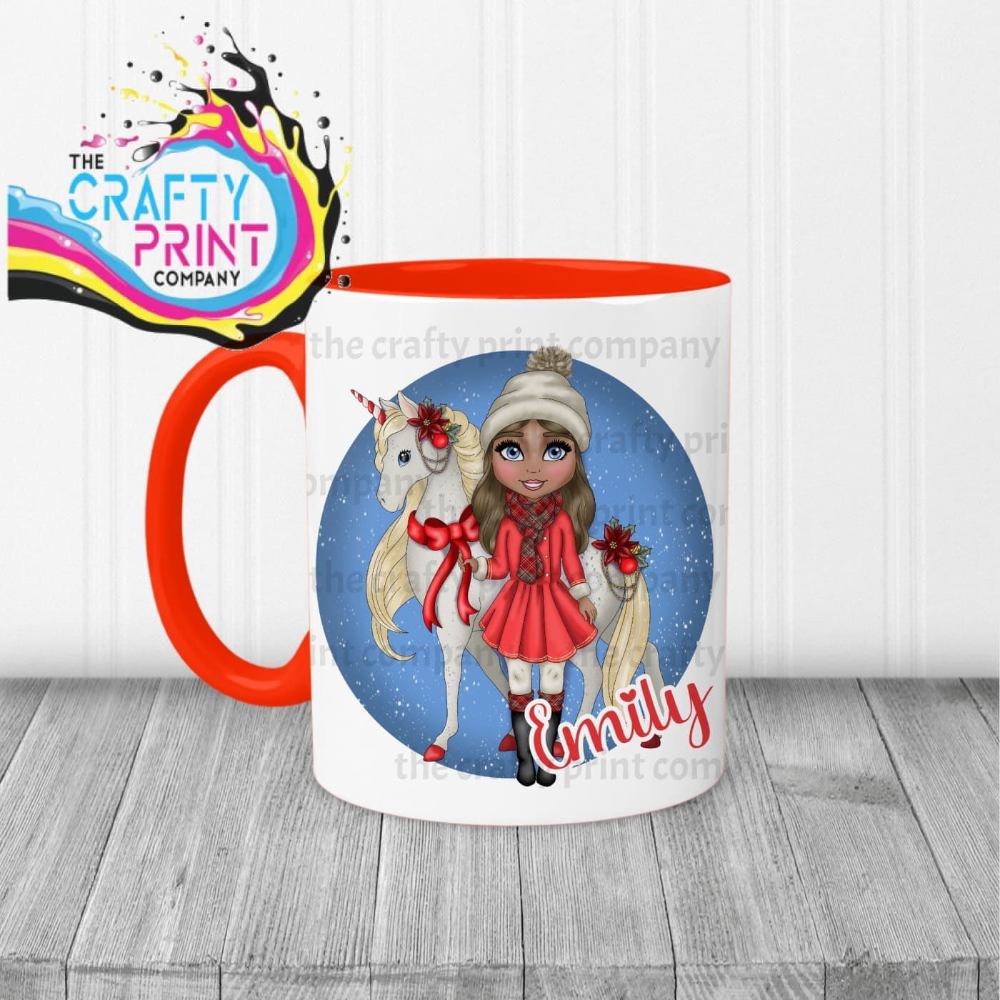 Unicorn Christmas Girl Personalised Mug - Mugs