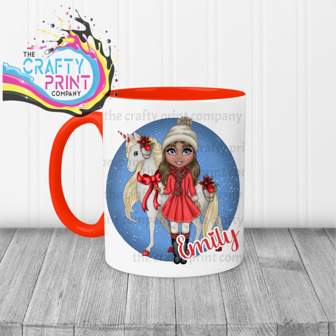Unicorn Christmas Girl Personalised Mug - Mugs