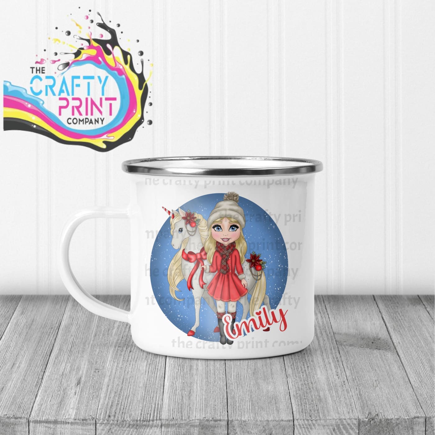 Unicorn Christmas Girl Personalised Mug - Mugs