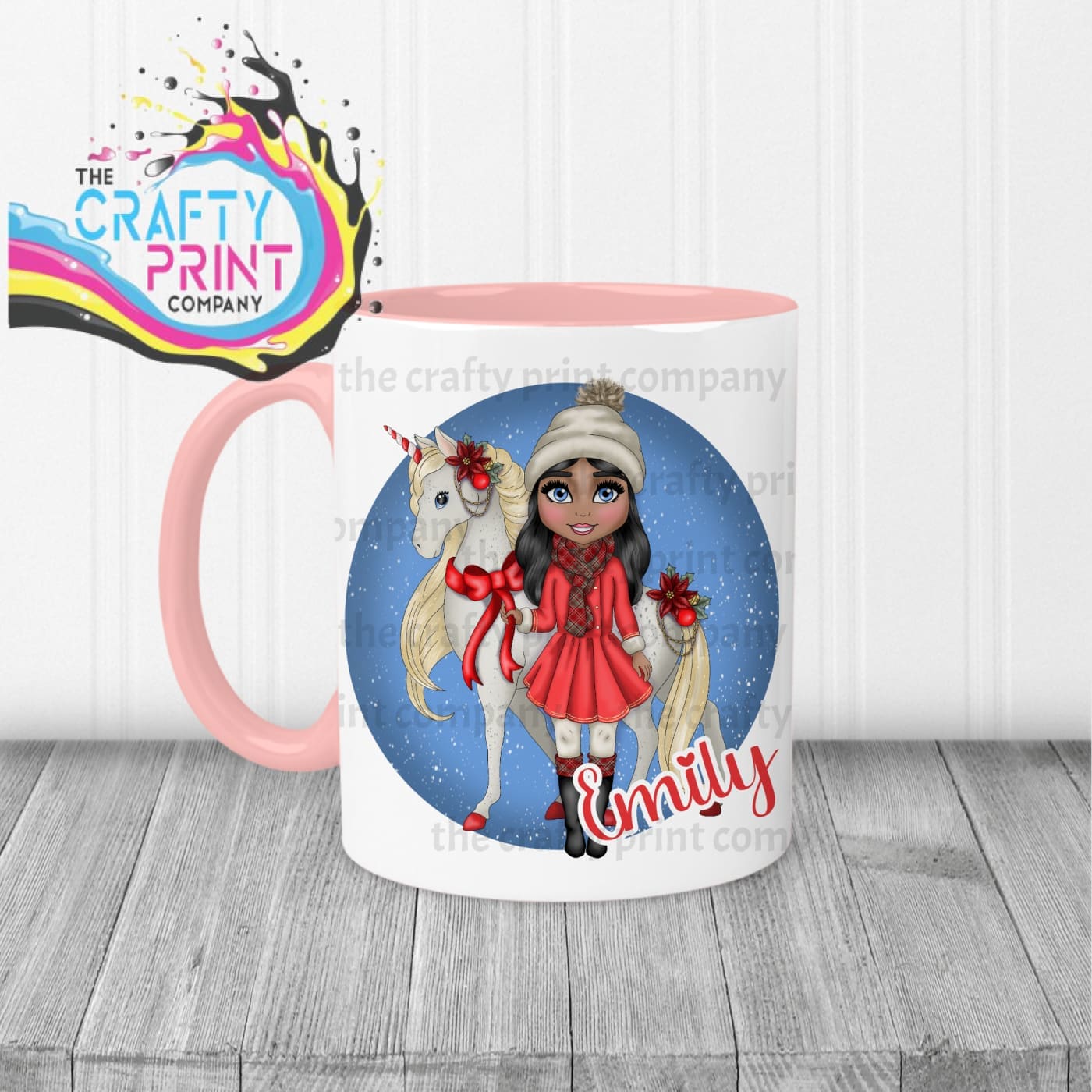 Unicorn Christmas Girl Personalised Mug - Mugs
