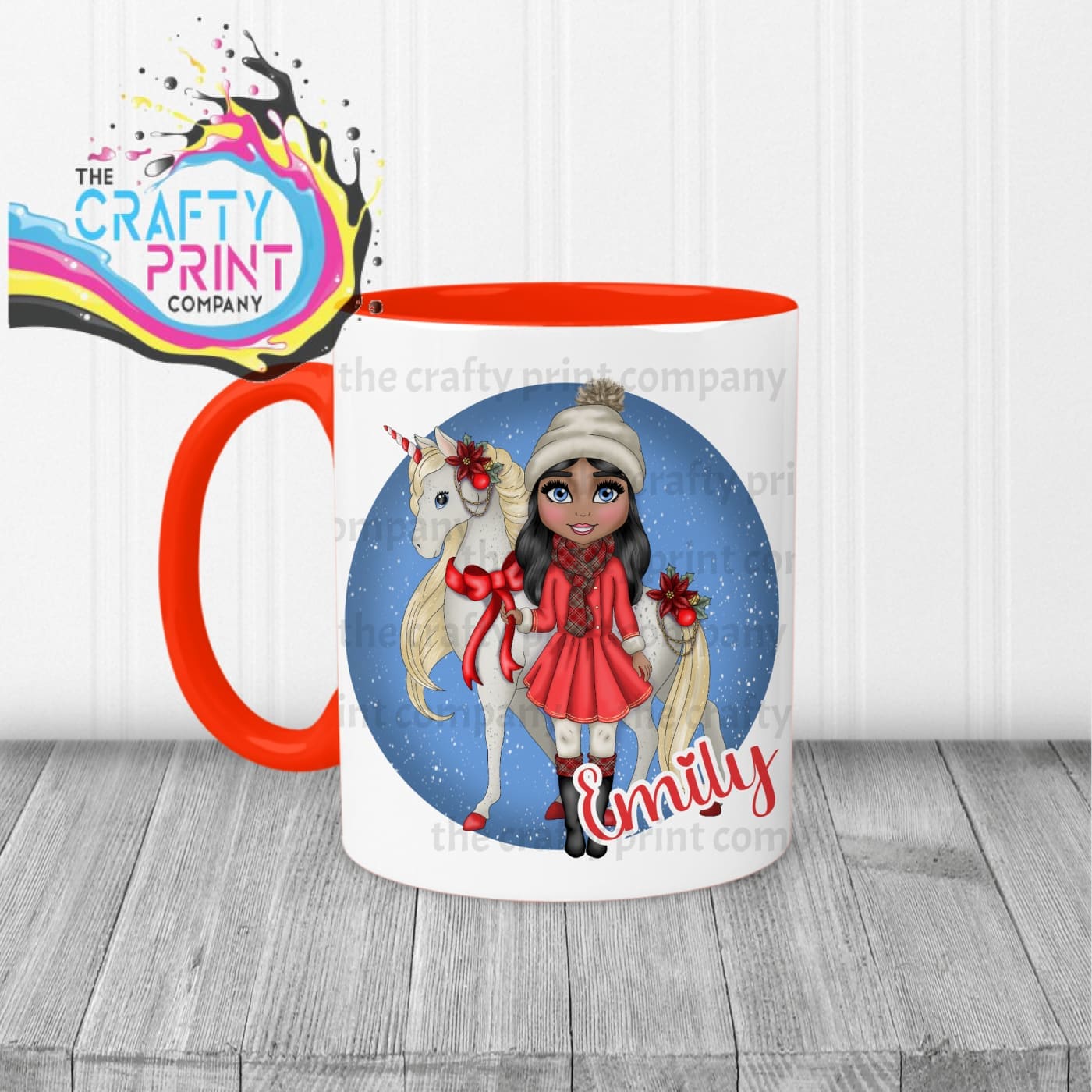 Unicorn Christmas Girl Personalised Mug - Mugs