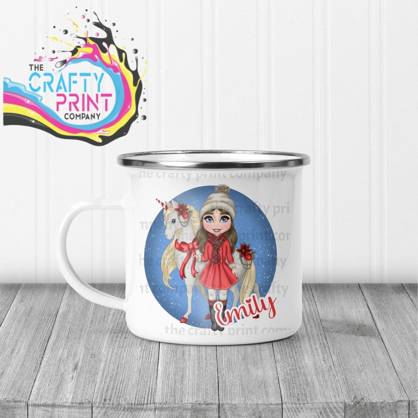 Unicorn Christmas Girl Personalised Mug - Mugs