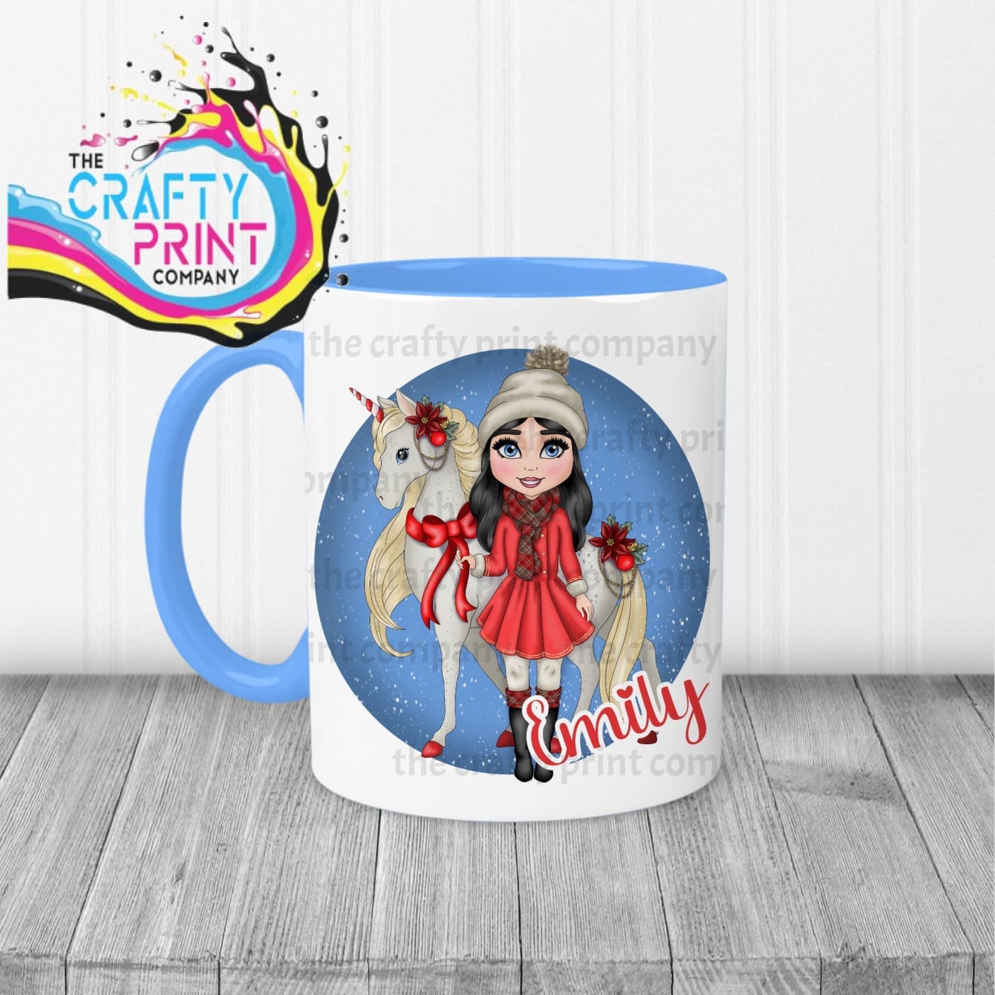 Unicorn Christmas Girl Personalised Mug - Mugs