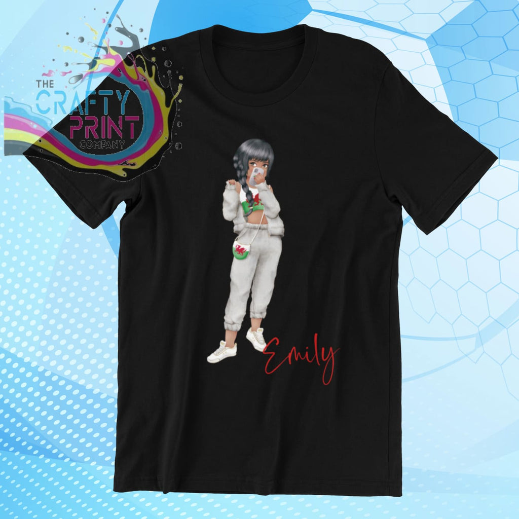 Wales Welsh Girl Children’s T-shirt - Black / Hair