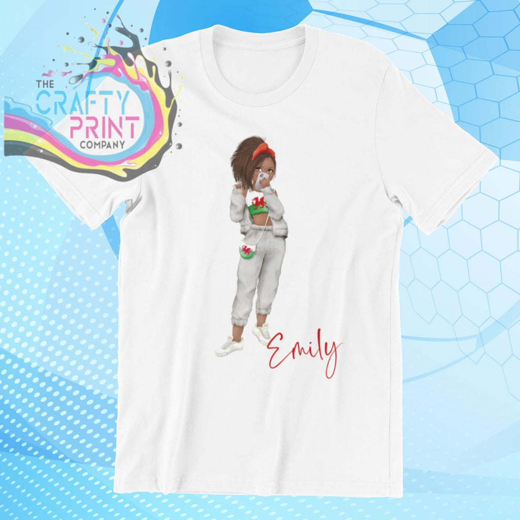 Wales Welsh Girl Children’s T-shirt - White / Afro