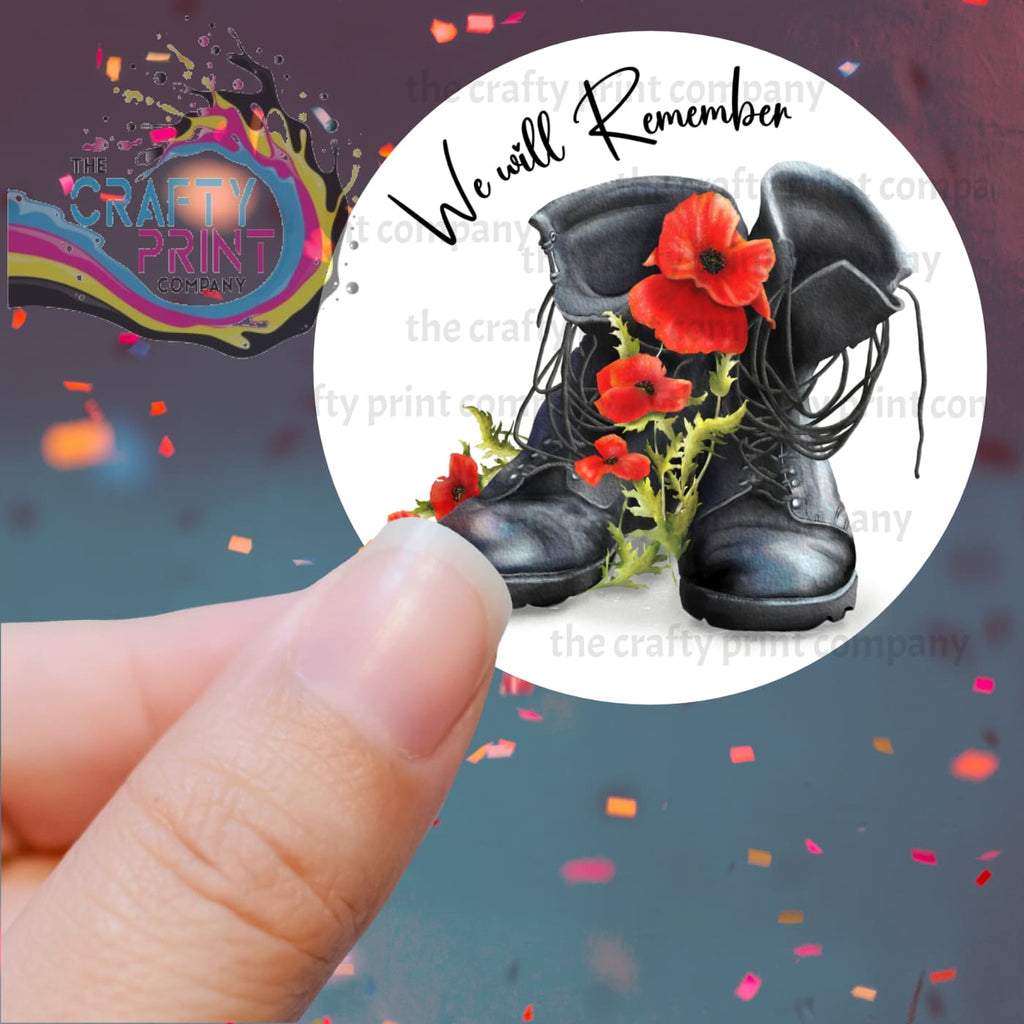 We Will Remember Boots Printed Sticker - Decorative Stickers