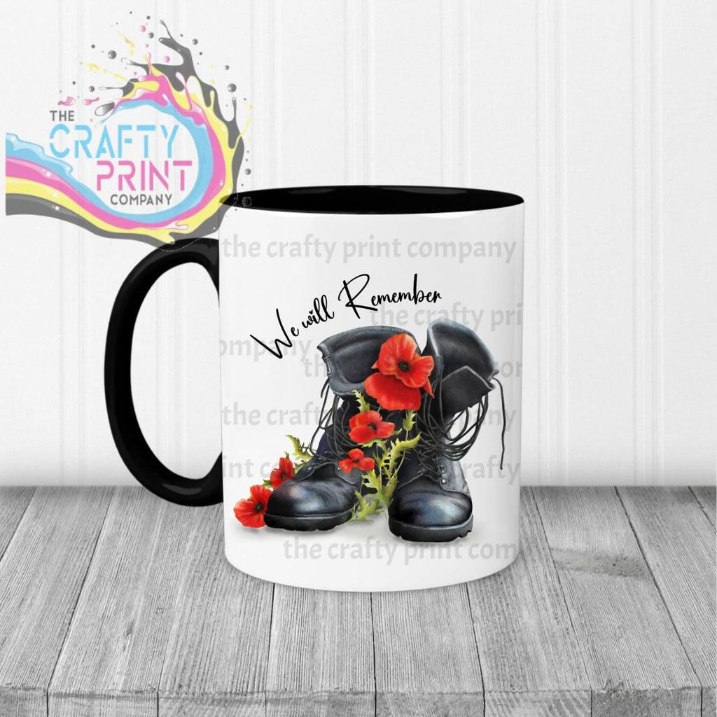 We Will Remember Remembrance Mug - Black Handle & Inner -