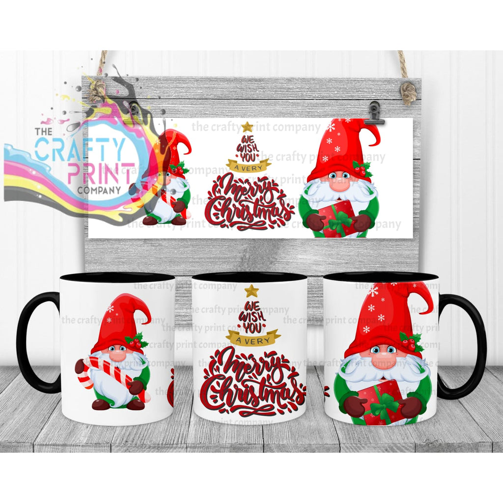 We wish you a very Merry Christmas Gnome Mug - Black Handle