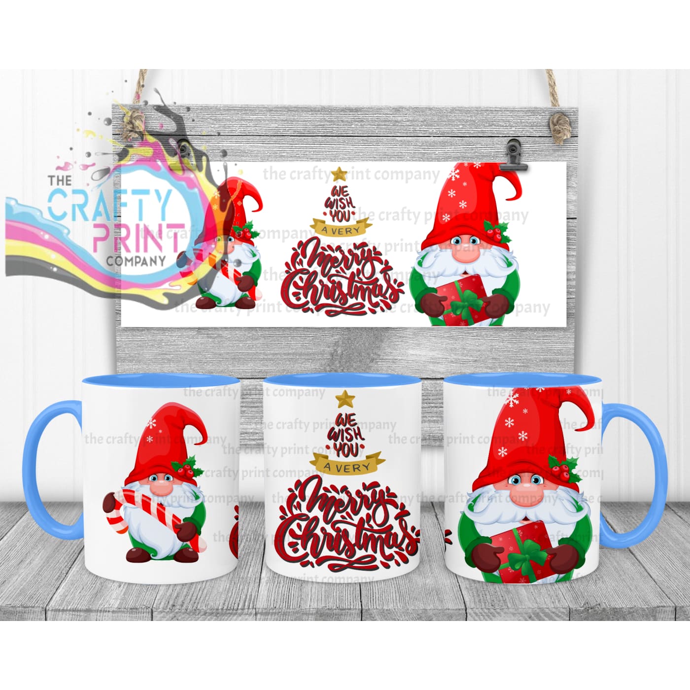 We wish you a very Merry Christmas Gnome Mug - Blue Handle