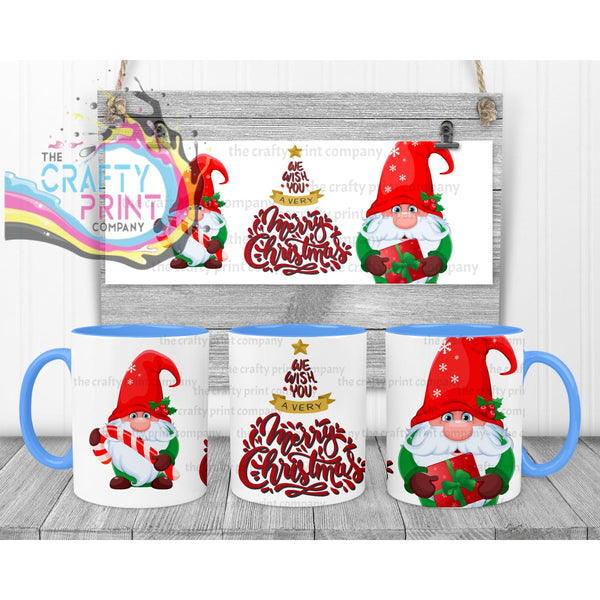 We wish you a very Merry Christmas Gnome Mug - Blue Handle &