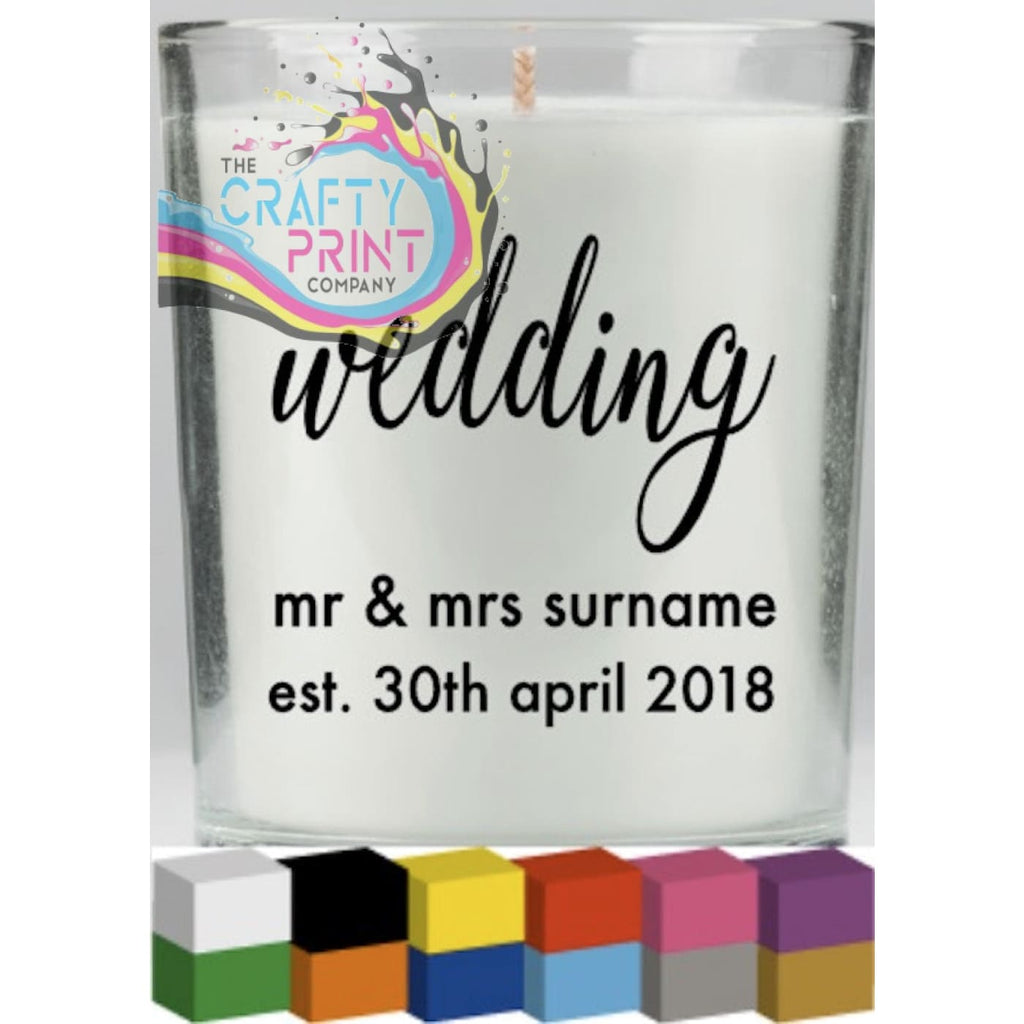 Wedding Personalised Candle Decal Vinyl Sticker - Decorative
