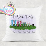 Wellington Boot Family Personalised Cushion - Chair & Sofa