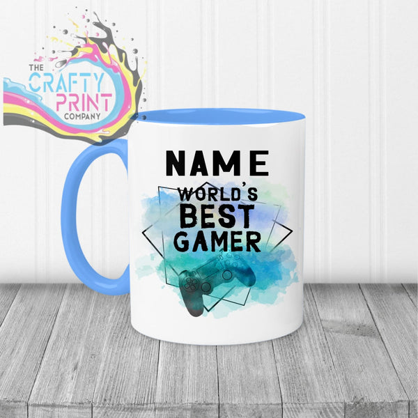 Worlds Best Gamer Playstation Personalised Mug - Blue Handle