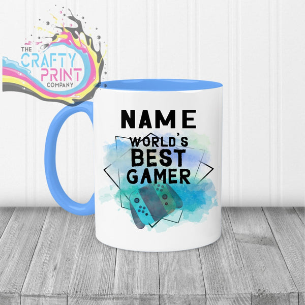 Worlds Best Gamer Switch Personalised Mug - Blue Handle &