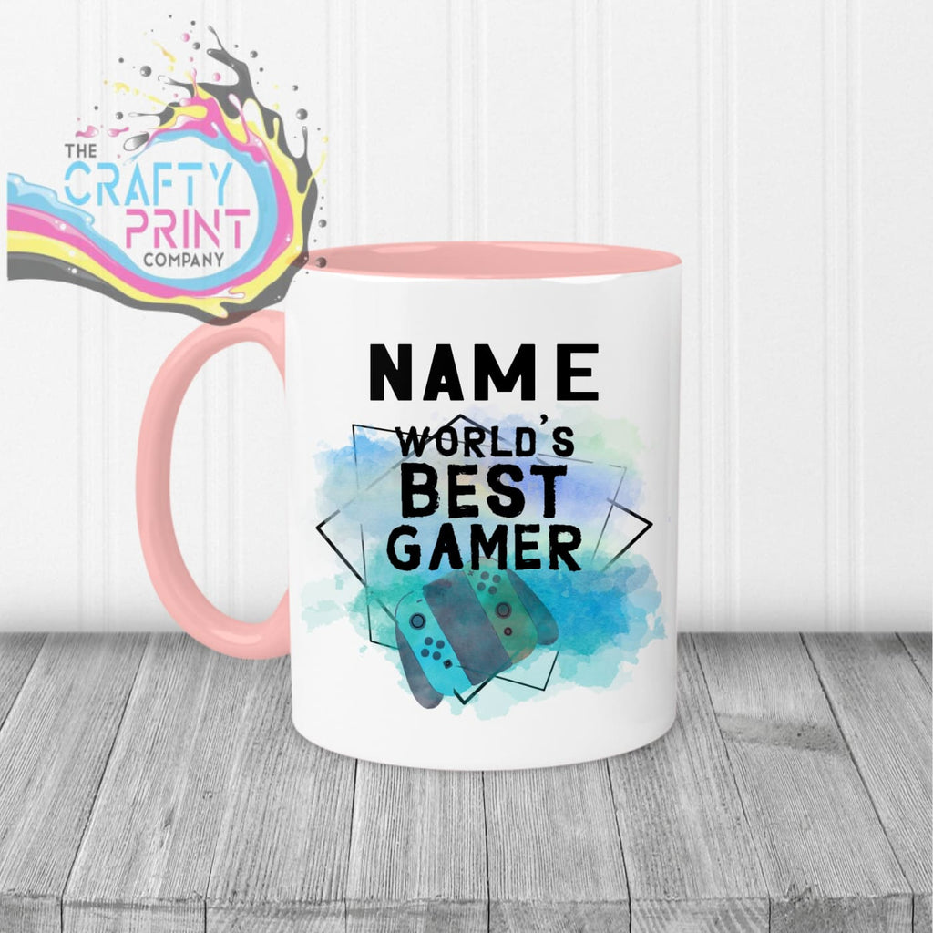 Worlds Best Gamer Switch Personalised Mug - Pink Handle &