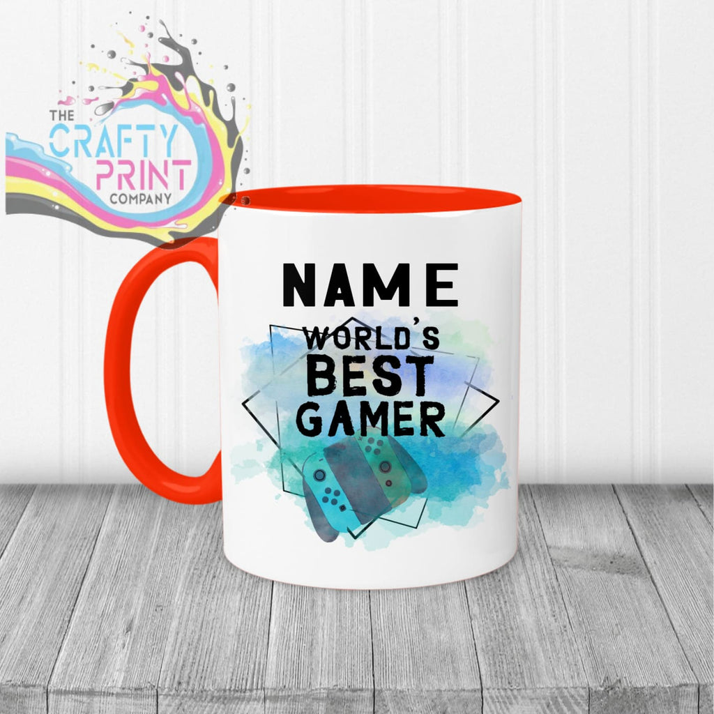 Worlds Best Gamer Switch Personalised Mug - Red Handle &
