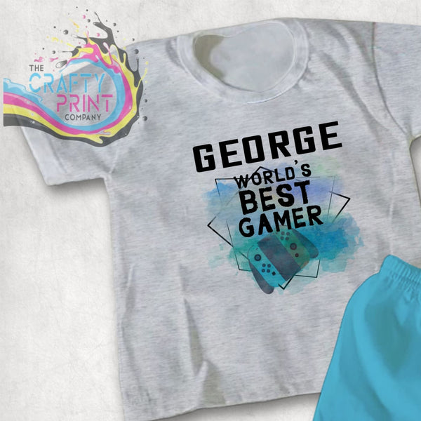 World’s Best Gamer Switch Personalised T-shirt - Grey