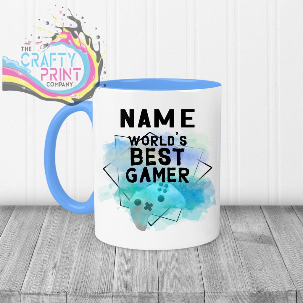 Worlds Best Gamer Xbox Personalised Mug - Blue Handle &