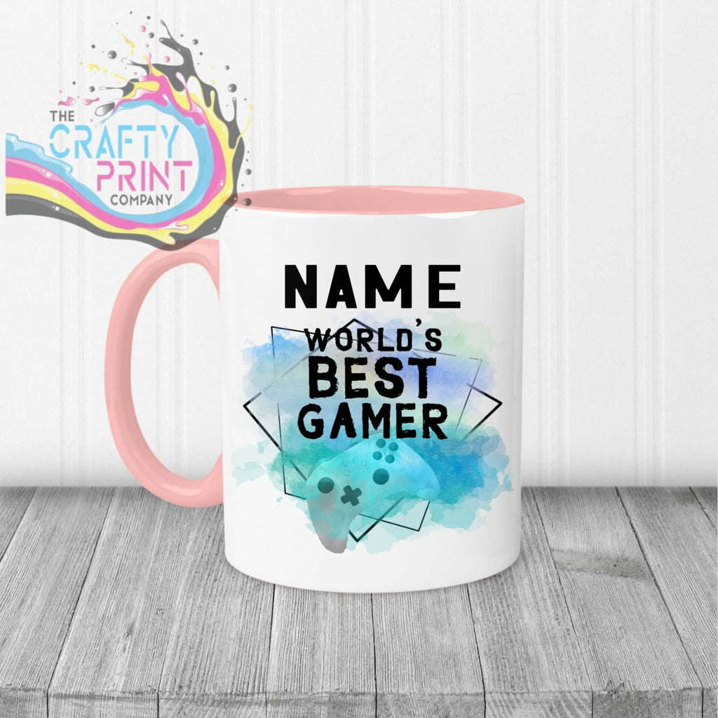 Worlds Best Gamer Xbox Personalised Mug - Pink Handle &