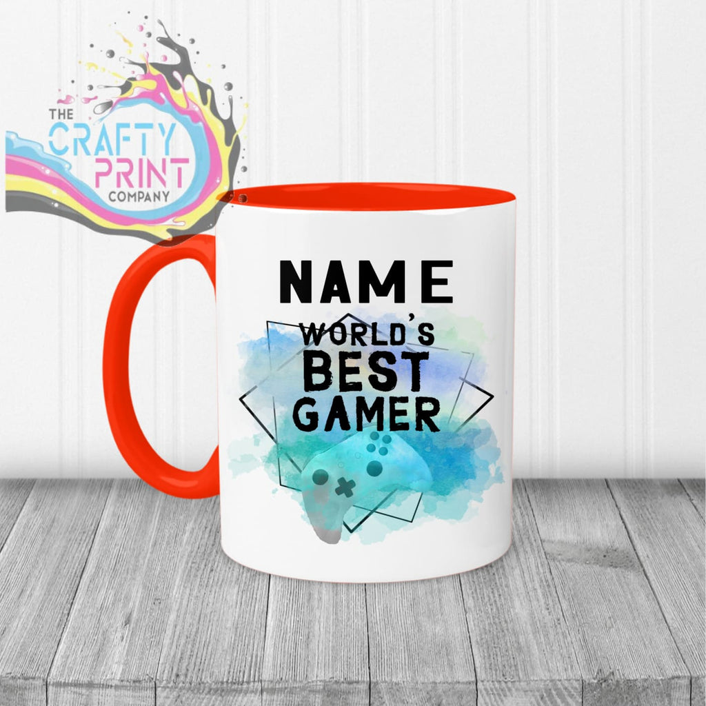 Worlds Best Gamer Xbox Personalised Mug - Red Handle & Inner