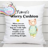 Worry Cushion Cover Teddy Bear Design Personalised - Chair