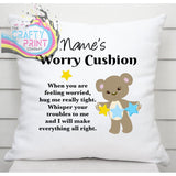 Worry Cushion Cover Teddy Bear Design Personalised