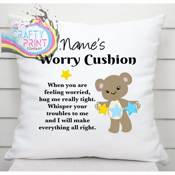 Worry Cushion Cover Teddy Bear Design Personalised -